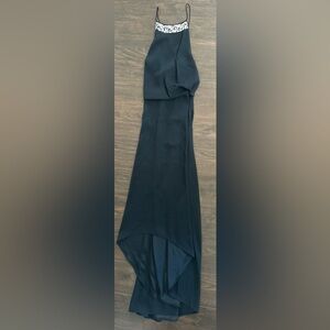 H&M Elegant Blue High Neck Embellishment Evening Dress/Gown Wedding Formal Event